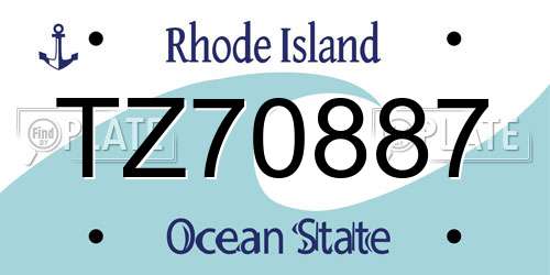 TZ70887 Rhode Island License Plate