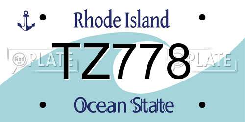 TZ778 Rhode Island License Plate