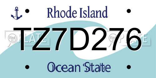TZ7D276 Rhode Island License Plate