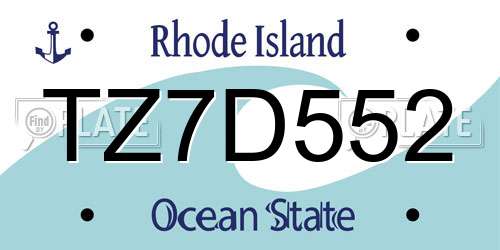 TZ7D552 Rhode Island License Plate