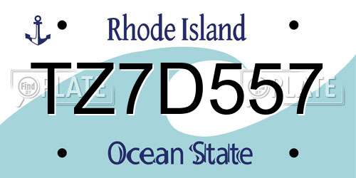 TZ7D557 Rhode Island License Plate