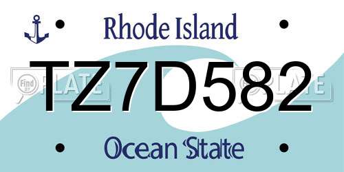 TZ7D582 Rhode Island License Plate