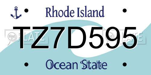TZ7D595 Rhode Island License Plate