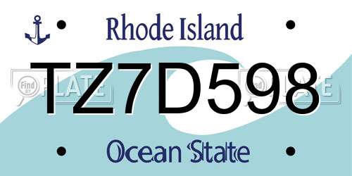 TZ7D598 Rhode Island License Plate