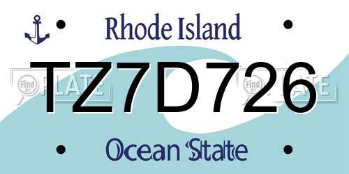 TZ7D726 Rhode Island License Plate