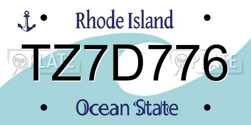 TZ7D776 Rhode Island License Plate