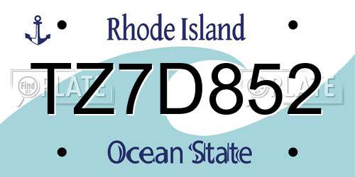 TZ7D852 Rhode Island License Plate