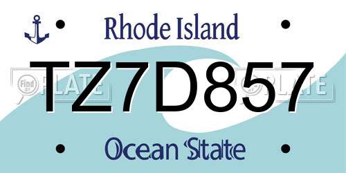 TZ7D857 Rhode Island License Plate