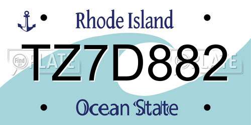 TZ7D882 Rhode Island License Plate