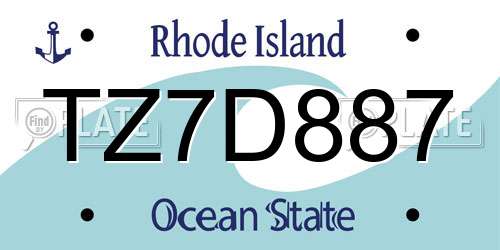 TZ7D887 Rhode Island License Plate