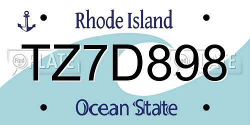 TZ7D898 Rhode Island License Plate