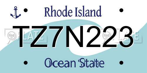 TZ7N223 Rhode Island License Plate