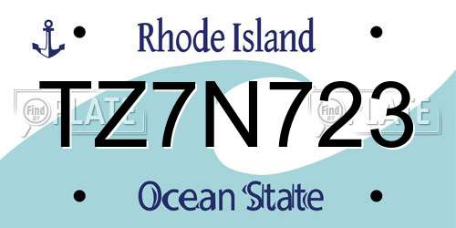 TZ7N723 Rhode Island License Plate