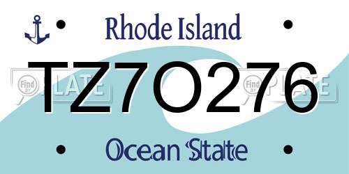 TZ7O276 Rhode Island License Plate