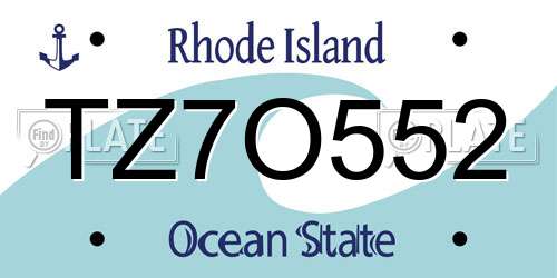 TZ7O552 Rhode Island License Plate