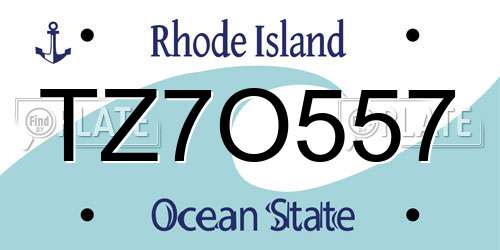 TZ7O557 Rhode Island License Plate
