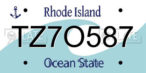 TZ7O587 Rhode Island License Plate