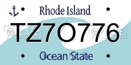 TZ7O776 Rhode Island License Plate