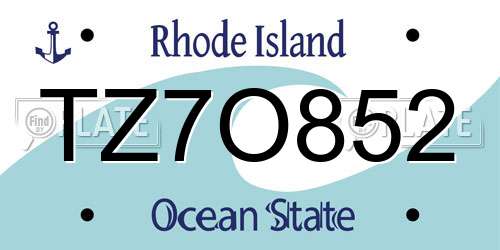 TZ7O852 Rhode Island License Plate