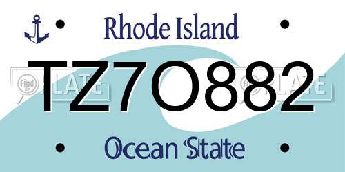 TZ7O882 Rhode Island License Plate