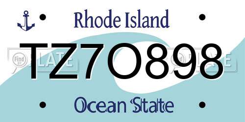 TZ7O898 Rhode Island License Plate