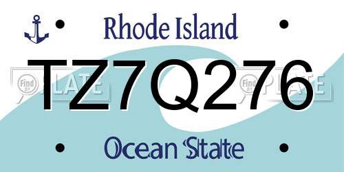 TZ7Q276 Rhode Island License Plate