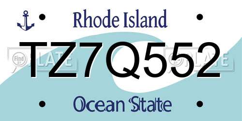 TZ7Q552 Rhode Island License Plate