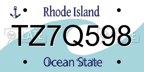 TZ7Q598 Rhode Island License Plate