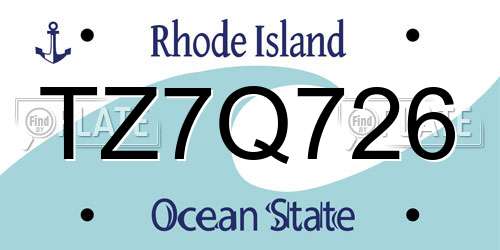 TZ7Q726 Rhode Island License Plate
