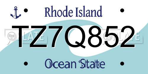 TZ7Q852 Rhode Island License Plate