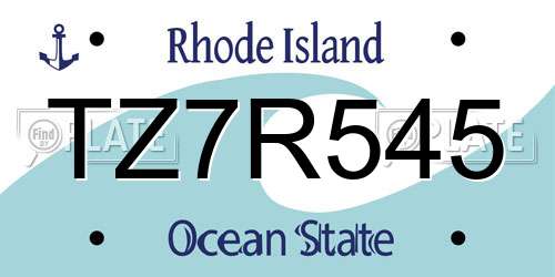 TZ7R545 Rhode Island License Plate