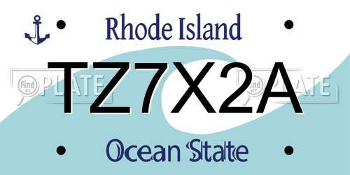 TZ7X2A Rhode Island License Plate