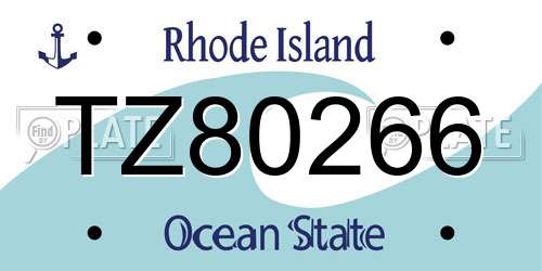 TZ80266 Rhode Island License Plate