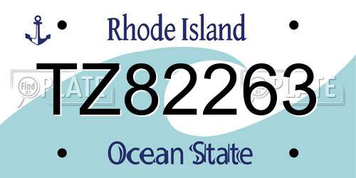 TZ82263 Rhode Island License Plate