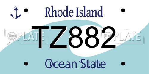 TZ882 Rhode Island License Plate