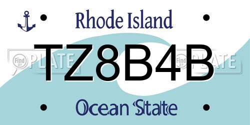 TZ8B4B Rhode Island License Plate
