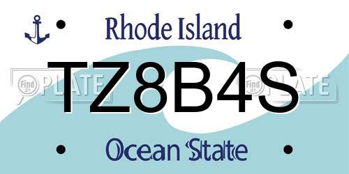 TZ8B4S Rhode Island License Plate