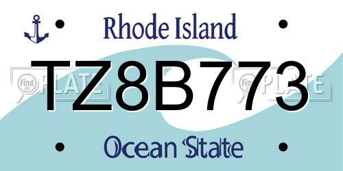 TZ8B773 Rhode Island License Plate