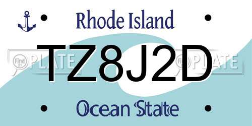 TZ8J2D Rhode Island License Plate