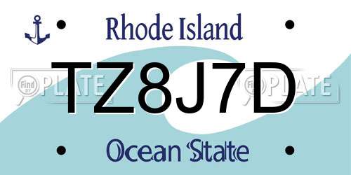TZ8J7D Rhode Island License Plate