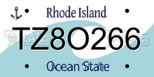 TZ8O266 Rhode Island License Plate