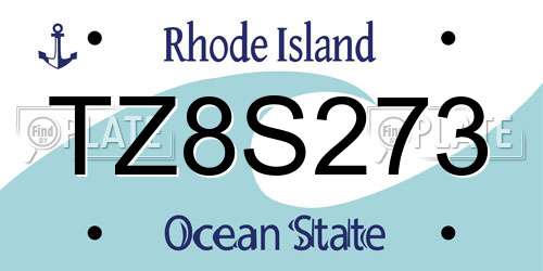 TZ8S273 Rhode Island License Plate