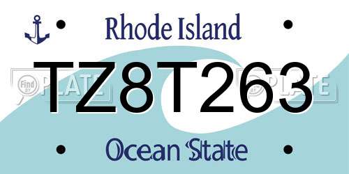 TZ8T263 Rhode Island License Plate