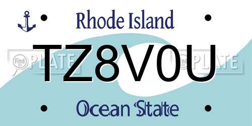 TZ8V0U Rhode Island License Plate