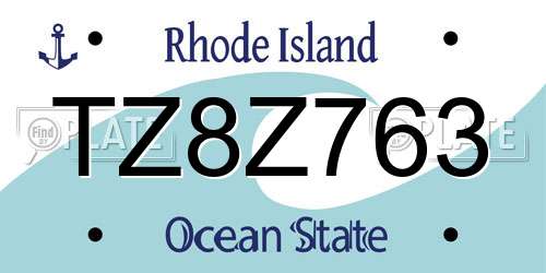 TZ8Z763 Rhode Island License Plate