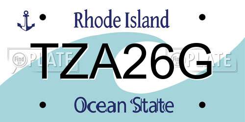 TZA26G Rhode Island License Plate