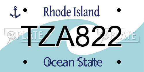 TZA822 Rhode Island License Plate