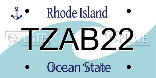TZAB22 Rhode Island License Plate
