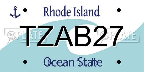 TZAB27 Rhode Island License Plate