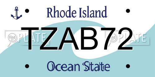 TZAB72 Rhode Island License Plate